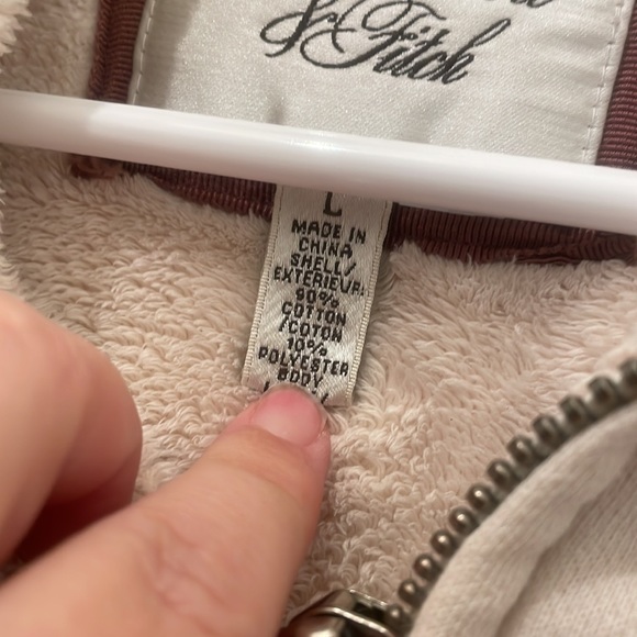 Abercrombie and Fitch cream sherpa long sleeves cotton jacket comfy large - Picture 3 of 11